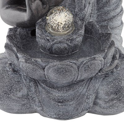  John Timberland Sitting Buddha Zen Outdoor Water Fountain With LED Light 28" For Yard Garden Patio Deck Porch House Exterior Balcony Meditation