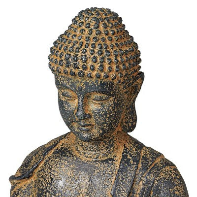  John Timberland Rustic Zen Buddha Outdoor Floor Water Fountain With Light LED 21" High Sitting For Yard Garden Patio Deck Home