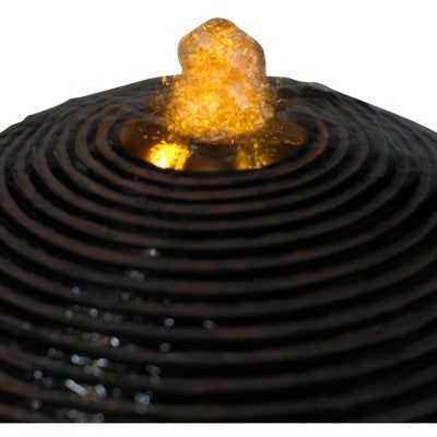  John Timberland Dark Sphere Modern Zen Bubbler Pillar Outdoor Floor Water Fountain With LED Light 30" For Yard Garden Patio Home Deck Porch Exterior