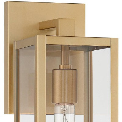  John Timberland Modern Outdoor Wall Light Fixture Soft Gold 14 1/4" Clear Glass For Exterior Barn Deck House Home Porch Yard Patio