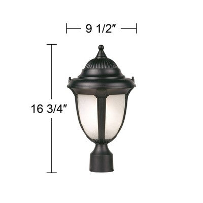  John Timberland Casa Sorrento Rustic Outdoor Post Light Pier Mount Fixture Black 16 3/4" Marbleized Glass For Exterior Barn Deck House Porch Yard Home