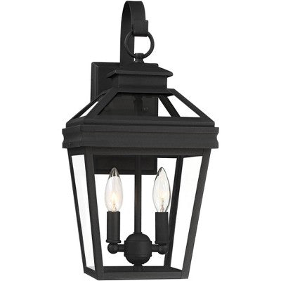  John Timberland Stratton Street Rustic Outdoor Wall Light Fixture Texturized Black 16 1/2" Clear Glass For Post Exterior Barn Deck House Porch Yard
