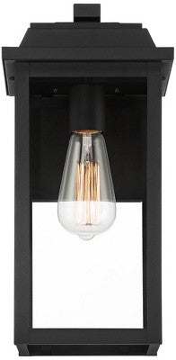  John Timberland Eastcrest Modern Outdoor Wall Light Fixtures Set Of 2 Textured Black Metal 15 1/4" Clear Glass For Post Exterior Barn Deck