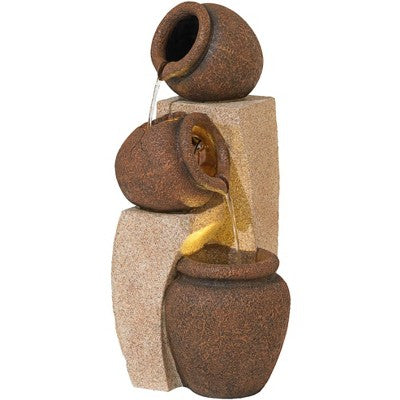  John Timberland Tipping Jugs Rustic Cascading Outdoor Floor Water Fountain With LED Light 30" For Yard Garden Patio Home Deck Porch House Roof