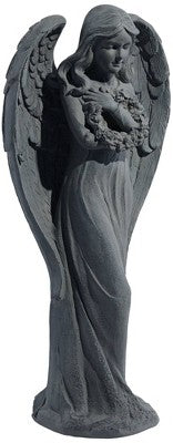  John Timberland Standing Angel Statue Sculpture English Decor Indoor Outdoor Garden Front Porch Patio Yard Outside Faux Greystone Ceramic 25" Tall