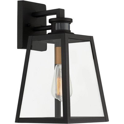  John Timberland Arrington Modern Outdoor Wall Light Fixtures Set Of 2 Black Motion Sensor 14 3/4" Clear Glass For Post Exterior Barn Deck House Porch