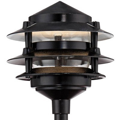  John Timberland Three-Tier Pagoda 11" High Black LED Path Lights Set Of 2