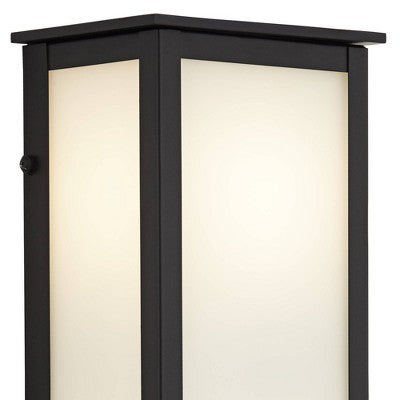  John Timberland Modern Outdoor Wall Light Fixtures Set Of 2 Black 12 3/4" Milky White Glass Panels For Post Exterior Barn Deck
