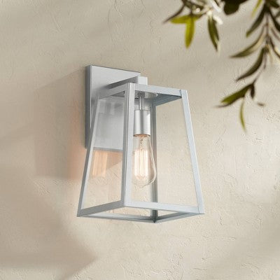  John Timberland Arrington Modern Outdoor Wall Light Fixture Silver Steel 13" Clear Glass For Post Exterior Barn Deck House Porch Yard Posts Patio Home