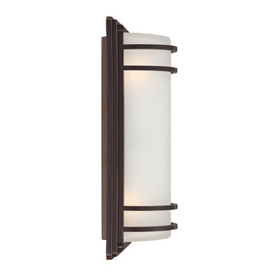  John Timberland Habitat Modern Outdoor Wall Light Fixture Rubbed Bronze 16" Opal Etched Glass For Post Exterior Barn Deck House Porch Yard Patio Home