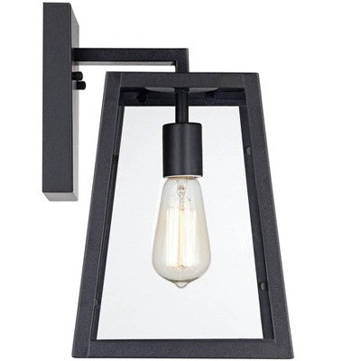  John Timberland Arrington Industrial Outdoor Wall Light Sconces Set Of 2 Mystic Black Hardwire 8" Fixture Clear Glass For Bedroom Bathroom Vanity Home