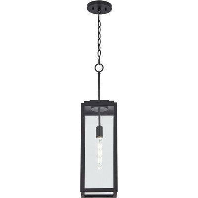  John Timberland Modern Outdoor Hanging Light Fixture Mystic Black 27 1/4" Clear Glass Panel For Exterior Barn Deck House Porch Patio Outside Garage