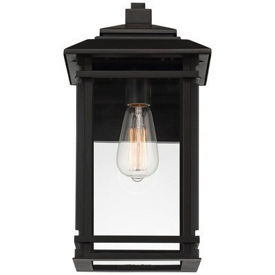  John Timberland North House Mission Outdoor Wall Light Fixture Matte Black Metal 16" Clear Glass For Post Exterior Barn Deck House Porch Yard Patio