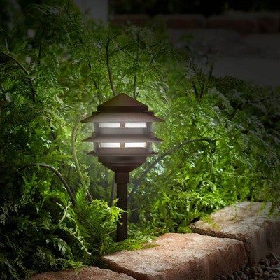  John Timberland Three-Tier Pagoda 11" High Bronze LED Path Lights Set Of 2