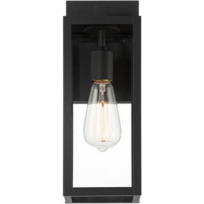  John Timberland Titan Modern Outdoor Wall Light Fixtures Set Of 2 Mystic Black 14 1/4" Clear Glass For Post Exterior Barn Deck House Porch Yard Patio