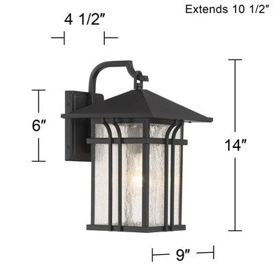  John Timberland Mission Outdoor Wall Light Fixture Painted Bronze 14" Seeded Clear Glass Lantern For House Porch Patio Deck