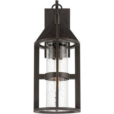  John Timberland Argentine Modern Industrial Outdoor Wall Light Fixture Bronze Metal 21" Clear Seedy Glass For Post Exterior Barn Deck House Porch Yard
