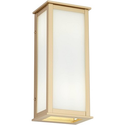  John Timberland Modern Outdoor Wall Light Fixture Warm Gold 12 3/4" Milky White Glass Shade For Exterior Barn Deck House Porch Yard Patio Outside Home