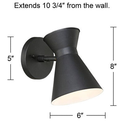  John Timberland Vance 8" High Modern Outdoor Wall Light Fixture Mount Porch House Exterior Outside LED Bulb Swivel Weatherproof Black Metal Deck