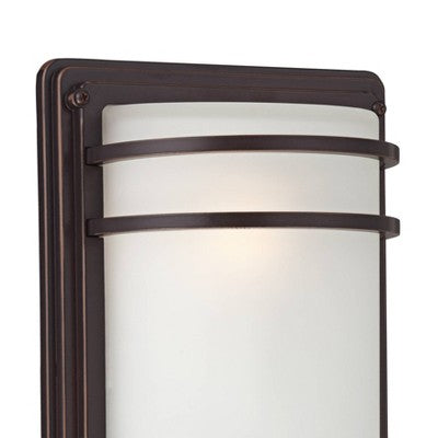  John Timberland Habitat Modern Industrial Outdoor Wall Light Fixtures Set Of 2 Rubbed Bronze 16" Opal Glass For Post Exterior Barn Deck
