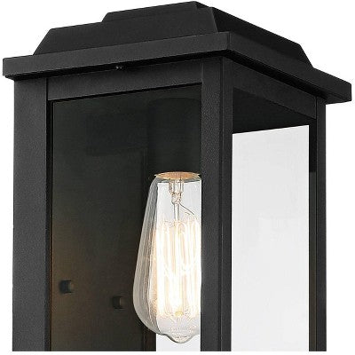  John Timberland Eastcrest Modern Outdoor Wall Light Fixture Textured Black 14" Clear Glass Panels For Post Exterior Barn Deck House Porch Yard Patio