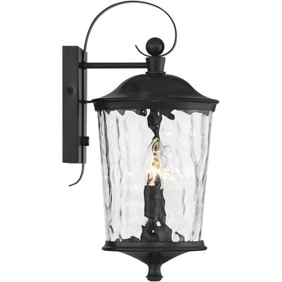  John Timberland Cirilla 17 1/2" High Modern Outdoor Wall Light Fixture Mount Porch House Exterior Weatherproof Matte Black Metal Clear Glass Shade