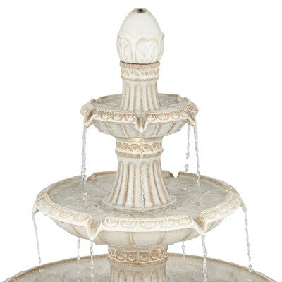  Formentera 45 1/4" High Large Italian Outdoor Decor Off-White Ceramic Floor Fountain With Light LED 3-Tier Outside Garden Patio Yard