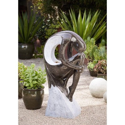  John Timberland Graceful Form Modern Zen Bubbler Curled Female Outdoor Floor Water Fountain With LED Light 43" For Yard Garden Patio Home Deck Porch