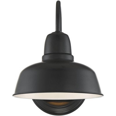  John Timberland Urban Barn Rustic Industrial Farmhouse Outdoor Wall Light Fixtures Set Of 2 Black Gooseneck Arm 11 1/4" For Post Exterior Barn Deck