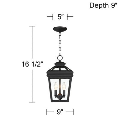  John Timberland Stratton Street Rustic Outdoor Hanging Light Textured Black Lantern 16 1/2" Clear Glass For Post Exterior Barn Deck House Porch Yard