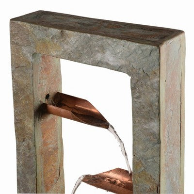  Zigzag Zen 47 3/4" High Large Modern Outdoor Decor Slate And Copper Floor Fountain Cascading Outside Garden Patio Yard Backyard