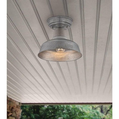  John Timberland Urban Barn Rustic Industrial Farmhouse Semi Flush Mount Outdoor Ceiling Light Galvanized Metal 8 3/4" For Post Exterior Barn Deck Yard