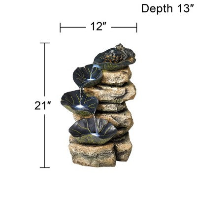  John Timberland Frog And Four Lily Pad Rustic Cascading Outdoor Floor Water Fountain With LED Light 21" For Yard Garden Patio Home Deck Porch Exterior