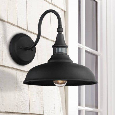  John Timberland Gough Rustic Industrial Wall Light Fixture Set Of 2 Texturized Black Dusk To Dawn Motion Sensor 12 1/2" For Post Exterior Barn Deck