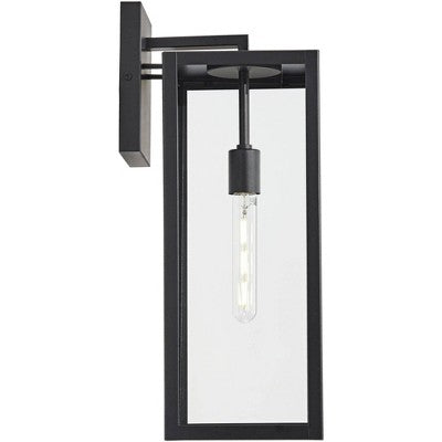  John Timberland Titan Modern Outdoor Wall Light Fixtures Set Of 2 Mystic Black Rectangular Frame 20" Clear Glass For Post Exterior Barn