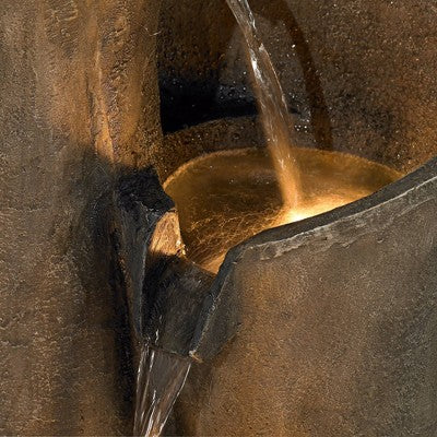  John Timberland Modern Sphere Curve Zen Outdoor Floor Water Fountain 39 1/2" With LED Light For Exterior Garden Yard Lawn
