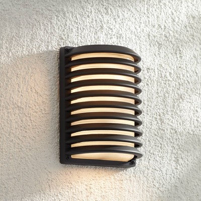  John Timberland Modern Industrial Outdoor Wall Light Fixture Black Grid 10" Frosted Glass For Post Exterior Barn Deck House Porch Yard Posts Patio