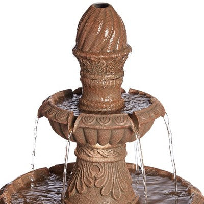  Santa Cruz 45 3/4" High Large Italian Outdoor Decor Faux Stone Floor Fountain With Light LED 3-Tier Outside Garden Patio Yard