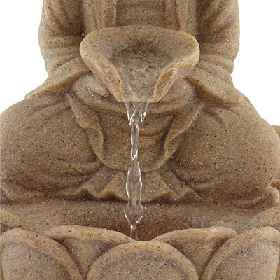  John Timberland Calm Buddha Zen Outdoor Water Fountain With LED Light 14" For Yard Garden Patio Deck Porch House Exterior Balcony Meditation