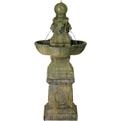  John Timberland Tuscan Garden Pedestal Rustic Bubbler Outdoor Floor Water Fountain 54" For Yard Garden Patio Home Deck Porch House Exterior Balcony