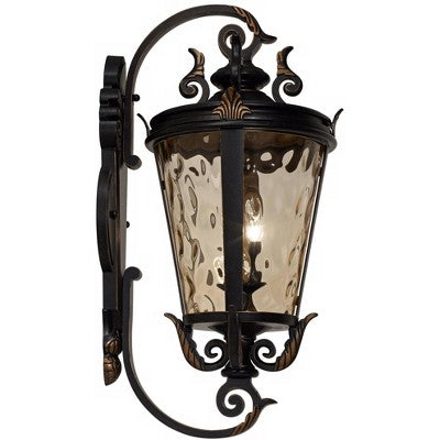  John Timberland Casa Marseille Rustic Outdoor Wall Light Fixture Veranda Bronze Ornate Scroll 36" Champagne Hammered Glass For Post Exterior Barn Deck