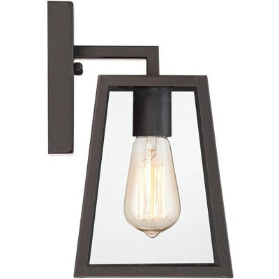  John Timberland Arrington Modern Outdoor Wall Lights Fixtures Set Of 2 Mystic Black 10 3/4" Clear Glass For Exterior Barn Deck House Porch Yard Patio