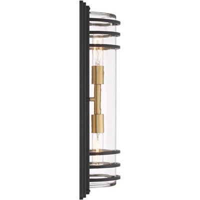  John Timberland Habitat Modern Outdoor Wall Light Fixture Black Brass Metal 21" Clear Glass For Post Exterior Barn Deck House Porch Yard Posts Patio