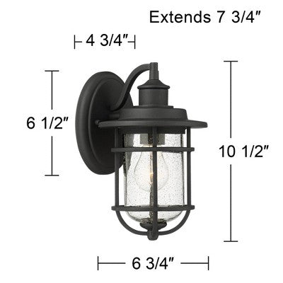 John Timberland Markham Modern Nautical Outdoor Wall Light Fixtures Set Of 2 Textured Black 10 1/2" Clear Seedy Glass For Post Exterior Barn Deck Home
