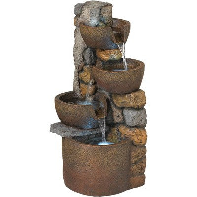  John Timberland Ashmill Urn Rustic Cascading Outdoor Floor Water Fountain With LED Light 29" For Yard Garden Patio Deck Porch Exterior Balcony