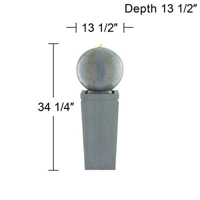  Ball And Pillar 34 1/4" High Large Modern Indoor Outdoor Decor Faux Stone Floor Fountain With Light LED Bubbler Outside Garden Patio