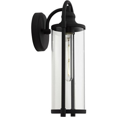  John Timberland Avani 15 1/2" High Modern Outdoor Wall Light Fixture Mount Porch House Exterior Edison Bulb Weatherproof Black Metal Clear Glass Shade