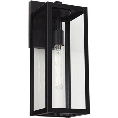  John Timberland Titan Modern Outdoor Wall Light Fixture Mystic Black 17" Clear Glass For Post Exterior Barn Deck House Porch Yard Patio Home Outside