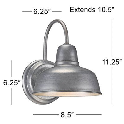  John Timberland Rustic Outdoor Wall Light Fixture Urban Barn Galvanized 11 1/4" Sconce For House Farmhouse Deck Porch Patio