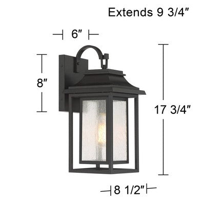  John Timberland Cecile Modern Outdoor Wall Light Fixture Painted Bronze 17 3/4" Seeded Clear Glass For Post Exterior Barn Deck House Porch Yard Patio